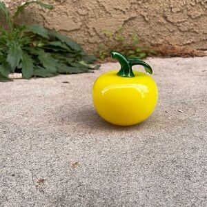 Murano Glass, Yellow Lemon and Green Leaf, Accent